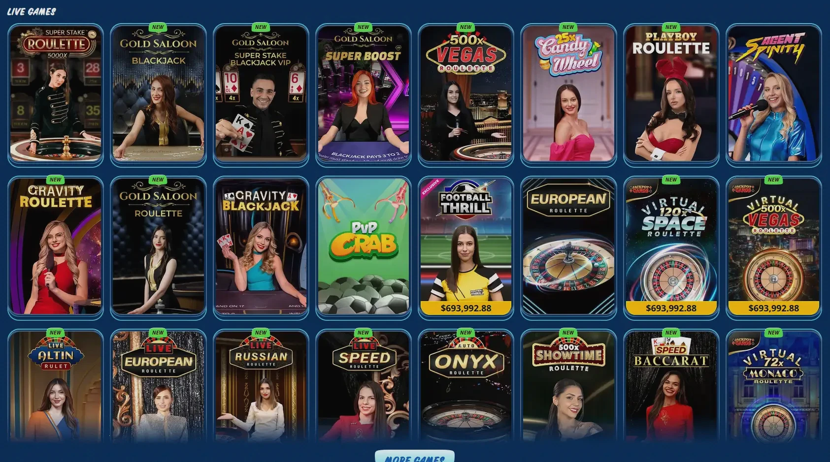 Spinrollz Online Casino Spielauswahl